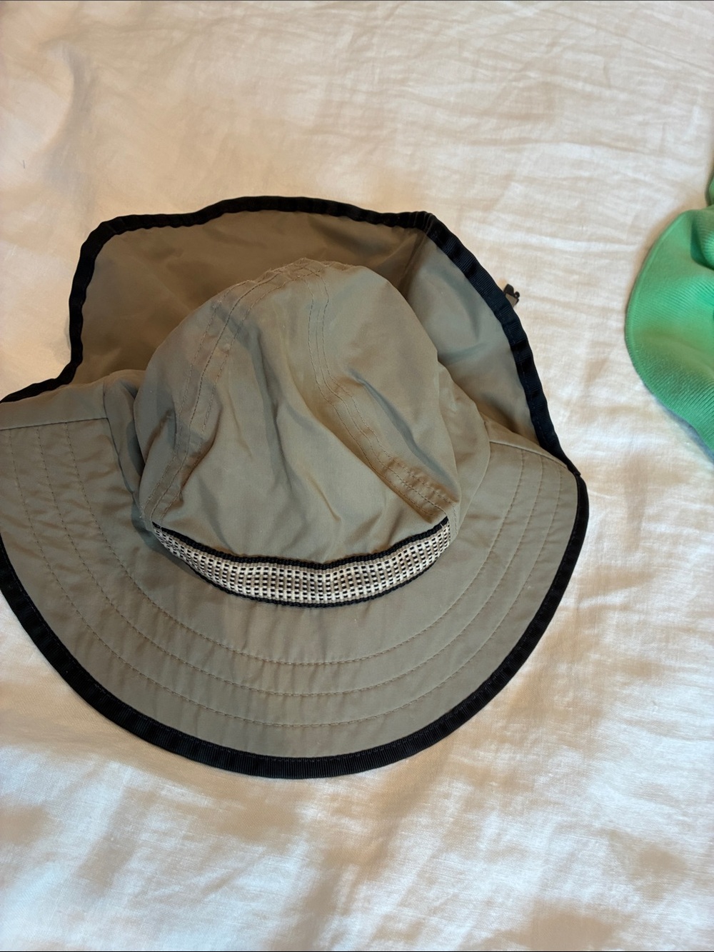 Kids Sun Bucket Hat - Khaki with Black Trim